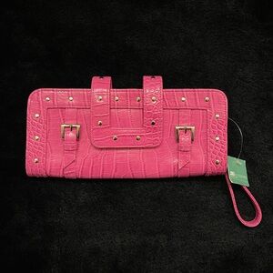 JLO pink studded clutch